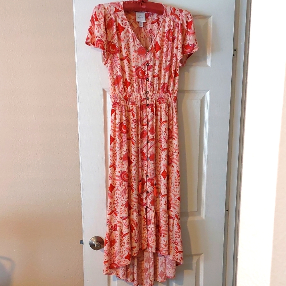Knox Rose Floral Red and Pink Midi Dress